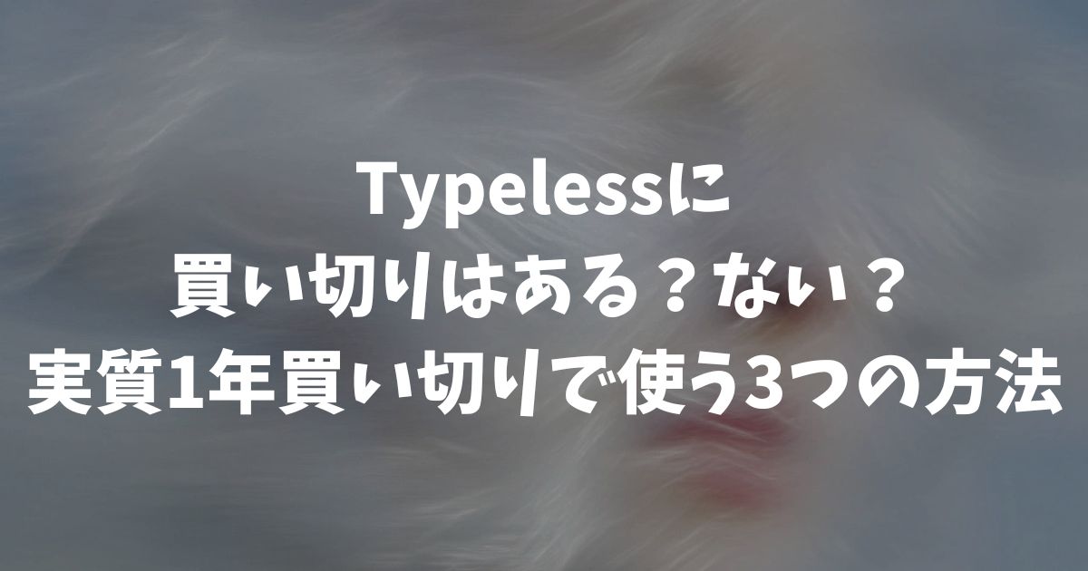 Typelessに買い切りはない？実質1年買い切りで使う3つの方法